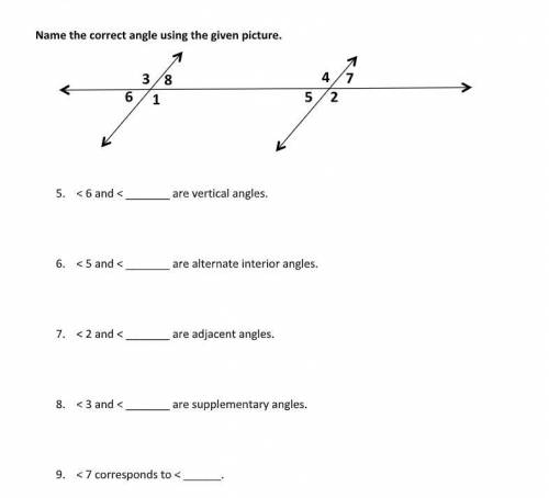 PLEASE HELP! I NEED AN ANSWER ASAP! 
Name the correct angle using the given picture.