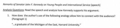 Has anyone read Remarks of senator John F. Kennedy young people and international services?

If so
