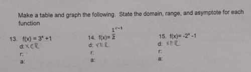 Can you help me please, i don't know how to find domain range and asymptote​