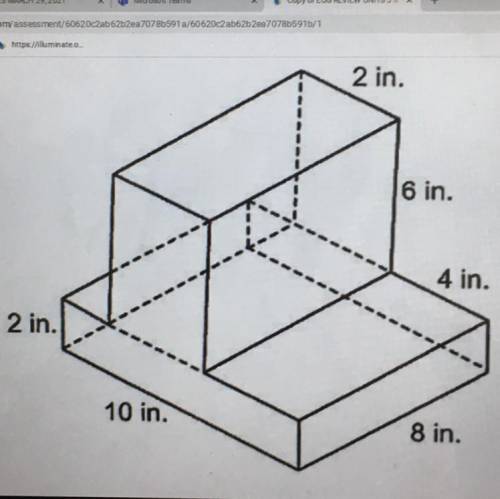 What is the volume of this figure in cubic inches? 
a. 32
b. 256
c. 416 
d. 7.680