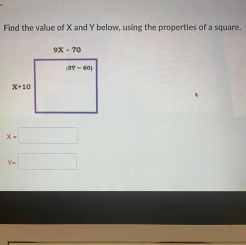 Find the value of x and y below. Please I need this for today, I made it 15 points