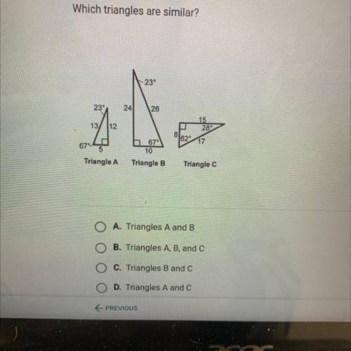 Which triangles are similar?
Plz help fast