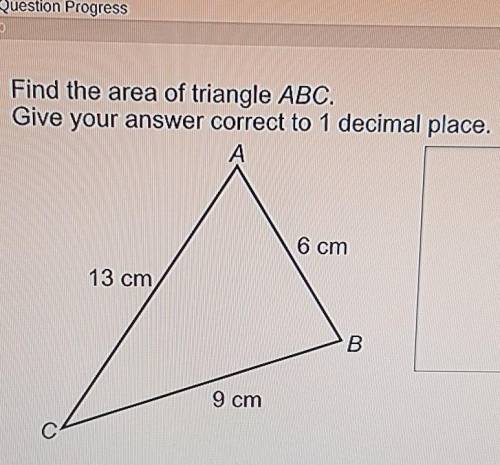 Find the area of triangle ABC.Give your answer correct to 1 decimal place.​