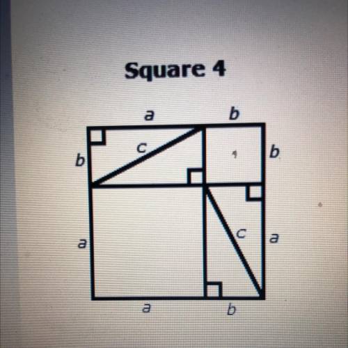 Write an expression for the area of the square four by combining the ar