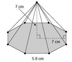 What is the lateral area of this regular octagonal pyramid?

A. 114.8 cm²
B. 162.4 cm²
C. 229.7 cm