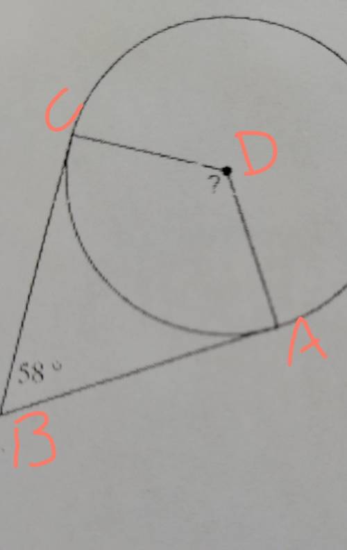 If angle ABC is 58° what ia the angle of ADC?​