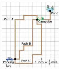 You are going on a camping trip with your friend Chris. A map with three different paths from

the