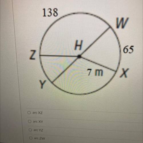 Name the minor arc with the measure of 42°