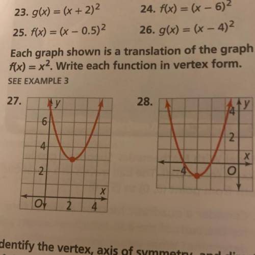 Vertex Form of a Quadratic Function Please help and explain your answer I have been stuck on this q