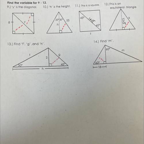 I need help with this special right triangle practice!! pleaseee: 15 points!