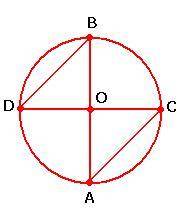 Complete the following proof. Given: A B , C D are diameters 
Prove: B D = C A