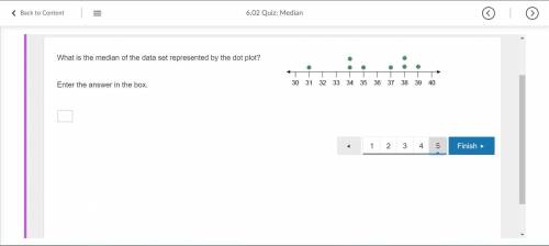 What is the median of the data set represented by the dot plot?

Enter the answer in the box.
No l