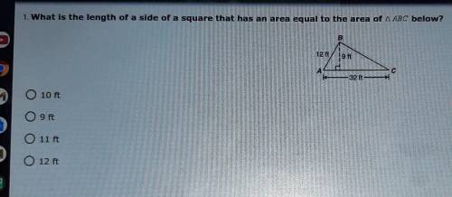 What is the length of a side of a square that has an area equal to the area of ABC​