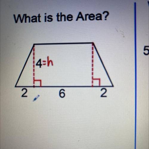 What is the Area? 4 is the height and 2,6,2 are the bases at the bottom of the trapezoid