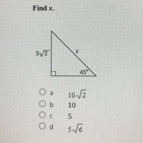 Find x.
multiple choice