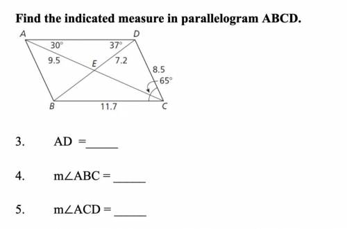 Find the indicated measure in parallelogram ABCD.