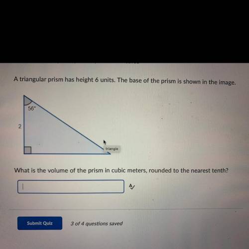 Help please!!

A triangular prism has height 6 units. The base of the prism is shown in the image.