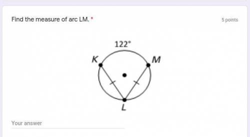 Find the measure of arc LM.