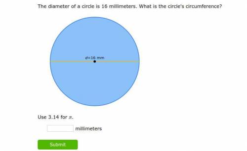 The diameter of a circle is 16 millimeters. What is the circle's circumference?