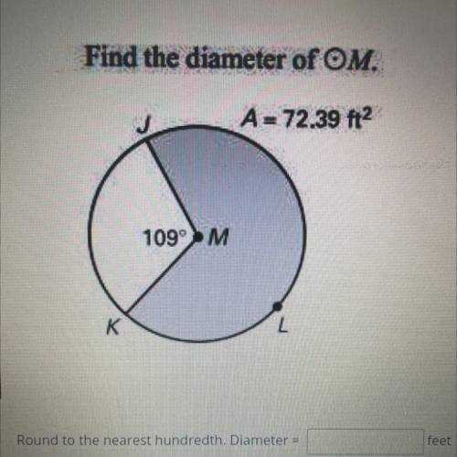 Find the diameter of M. round to nearest hundredth