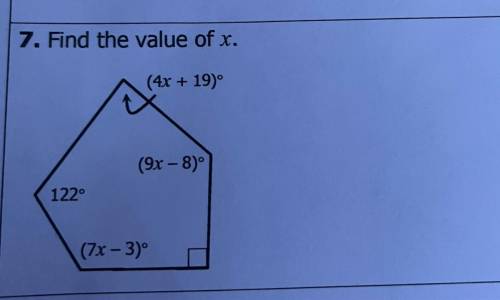 7. Find the value of x. 
Help please??