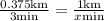 \frac{0.375\textrm{km}}{3 \textrm{min}} = \frac{1\textrm{km}}{x \textrm{min}}