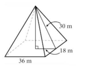 What is the surface area of the square pyramid?

3,456 m²
9,984 m²
1,296 m²
2,160 m²