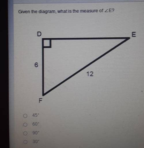 Given the diagram, what is the measure of < E​