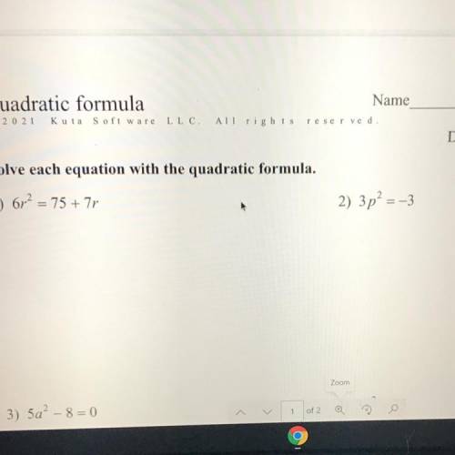 Solve each equation with the quadratic formula.
3p² =-3