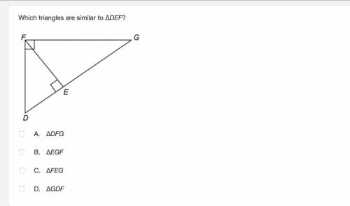 Which triangles are similar to ΔDEF? (show work)