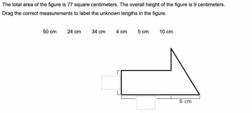 The total area of the figure is 77 square centimeters. The overall height of the figure is 9 centim