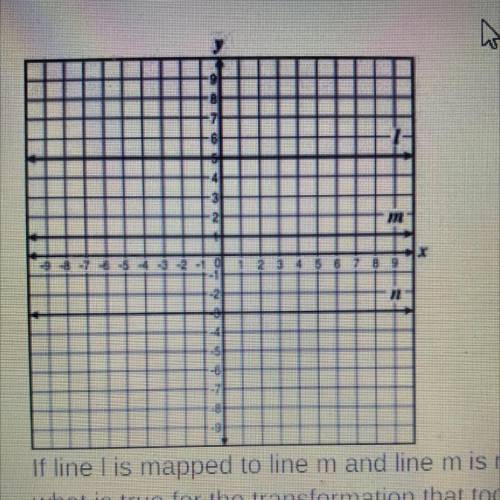 If line lis mapped to line m and line m is mapped to line n,

what is true for the transformation