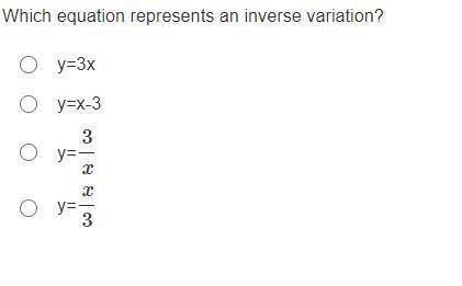 Which equation represents an inverse variation?
