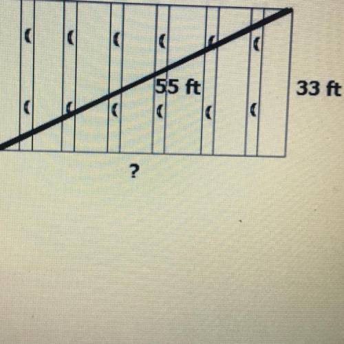 If a diagonal beam is 55 feet long that supports a wall that is 33 feet high. How long is the wall?