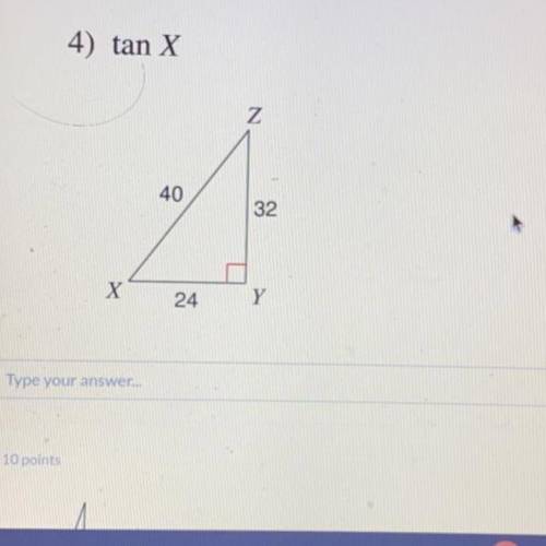 Find tan x in the triangle pictured above
