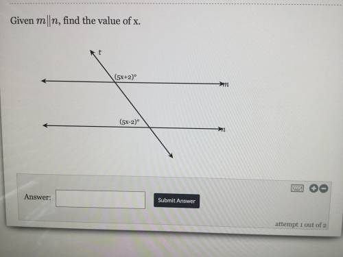 Given 
m∥nm∥n, find the value of x.
I will give brainliest