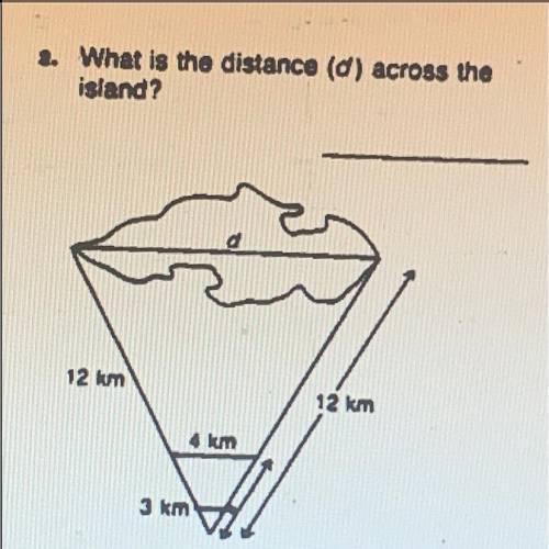 What is the distance (d) across the island? help me lol