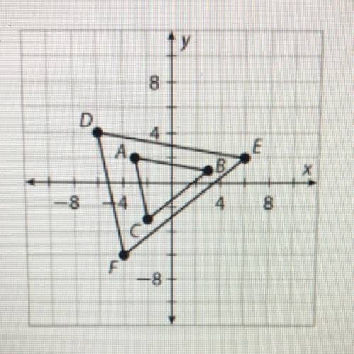 Is triangle ABC a dilation of triangle DEF?

A. not a dilation. 
B. yes, k=1/2
C. yes, k=2