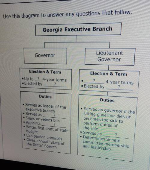 Which of the following accurately completes the blanks in the Governor's Election & Term box?