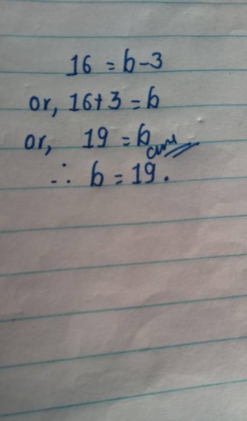 16=b-3 what is the answer