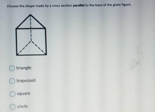 Choose the shape made by a cross section parallel to the base of the given figure.​