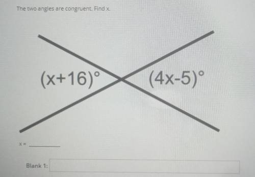 The two angles are congruent. Find x​