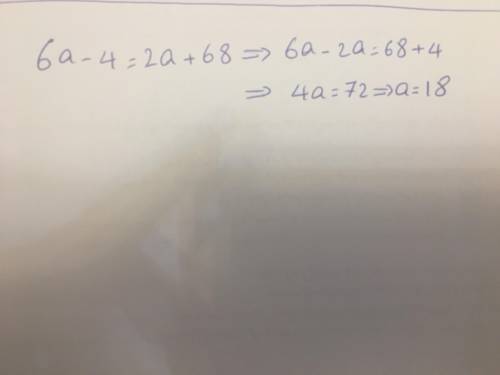PLEASE HELP MEEE

Find the value of a in the parallelogram￼
A=18
A=9
A=14.5
A=16
