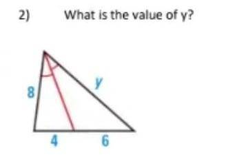 2) What is the value of y? A) 2 B) 10 C)9 D)12(geometry)​