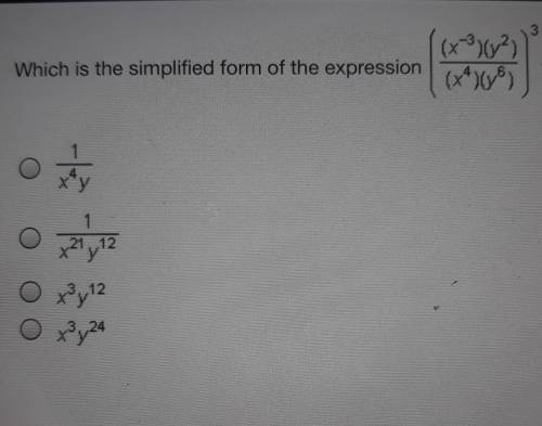 Which is the simplified form of the expression? (look at picture)​