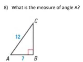 8) What is the measure of angle A?

A) 35.7 B) 30.3 C) 54.3 D ) 59.7 (geometry)​
