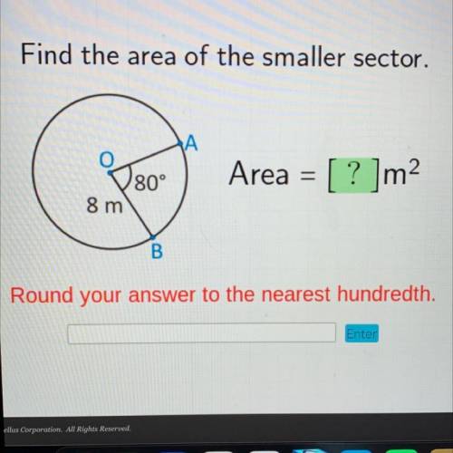 Find the area of the smaller sector.
brainlest