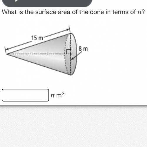What is the surface area of the cone in terms of π?

A cone. The diameter of the base is 8 meters