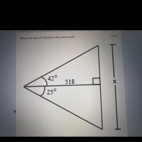 PLEASE HELP ME!! ILL GIVE 
What is the value of x? (Round to the nearest tenth.)