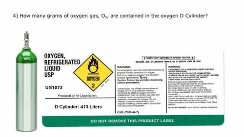How many grams of oxygen gas, O2, are contained in the oxygen D Cylinder?
